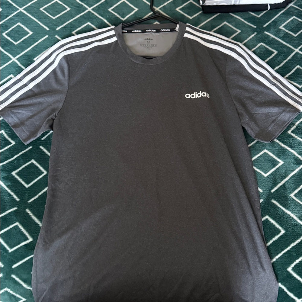 Adidas Charcoal Tee with White Accents